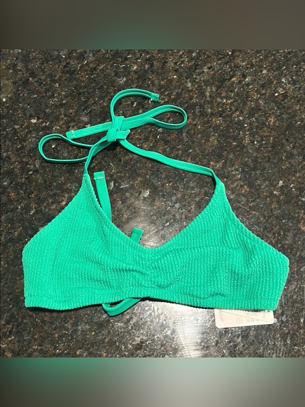 aerie Green Textured Halter String Bikini Top